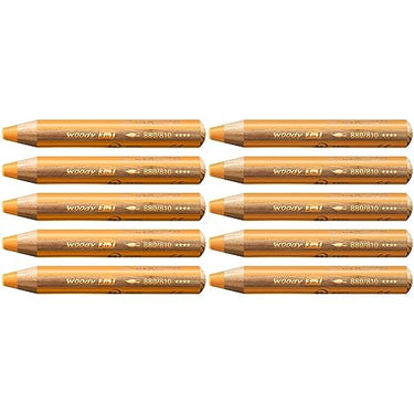 STABILO colored pencil, watercolor & wax crayon woody 3 in 1-10 pack - gold on sale